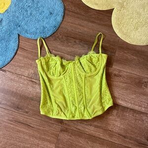 Urban Outfitters Lime Lace Corset Top